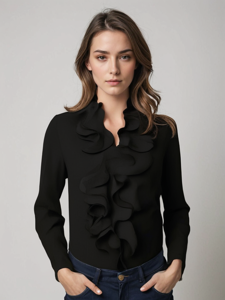 Elegante camicetta con volant e bottoni da donna Celeste | Chic e comoda