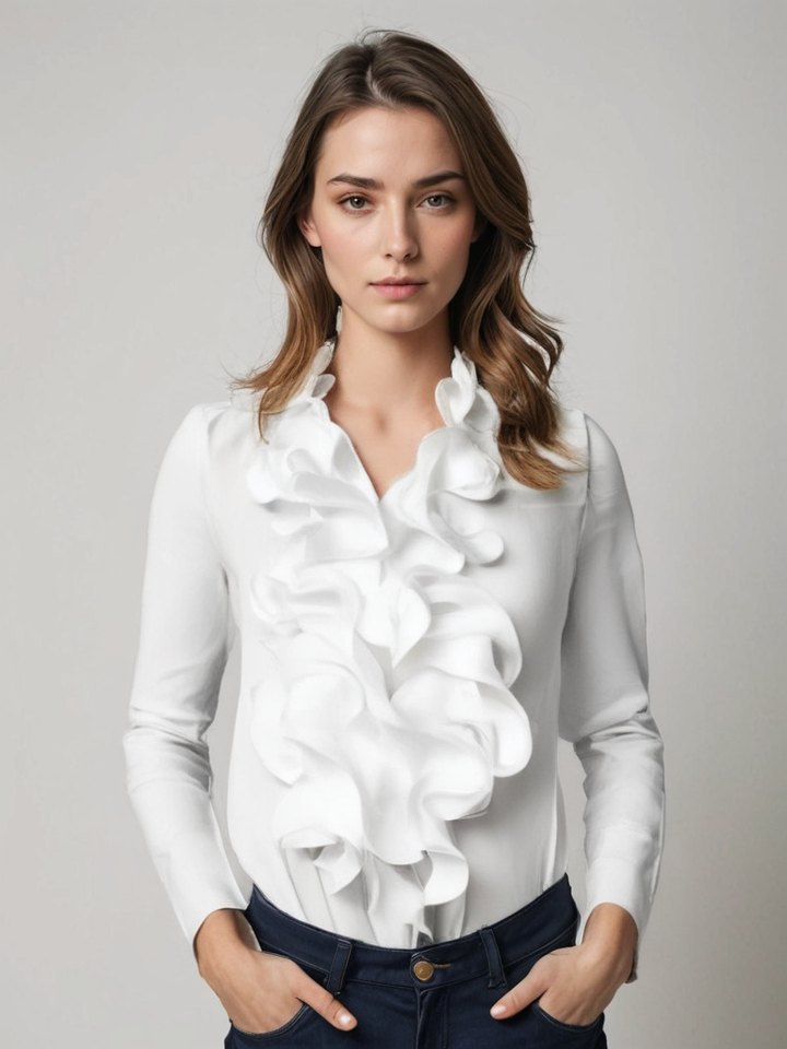 Elegante camicetta con volant e bottoni da donna Celeste | Chic e comoda