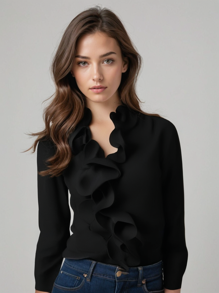 Elegante camicetta con volant e bottoni da donna Celeste | Chic e comoda