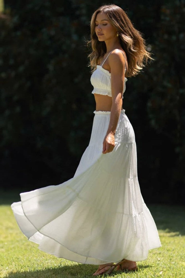 Ensemble bustier et jupe maxi à imprimé marin | Élégant et estival