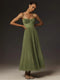 Robe midi à corsage en tulle plissé | Idéale pour l'automne