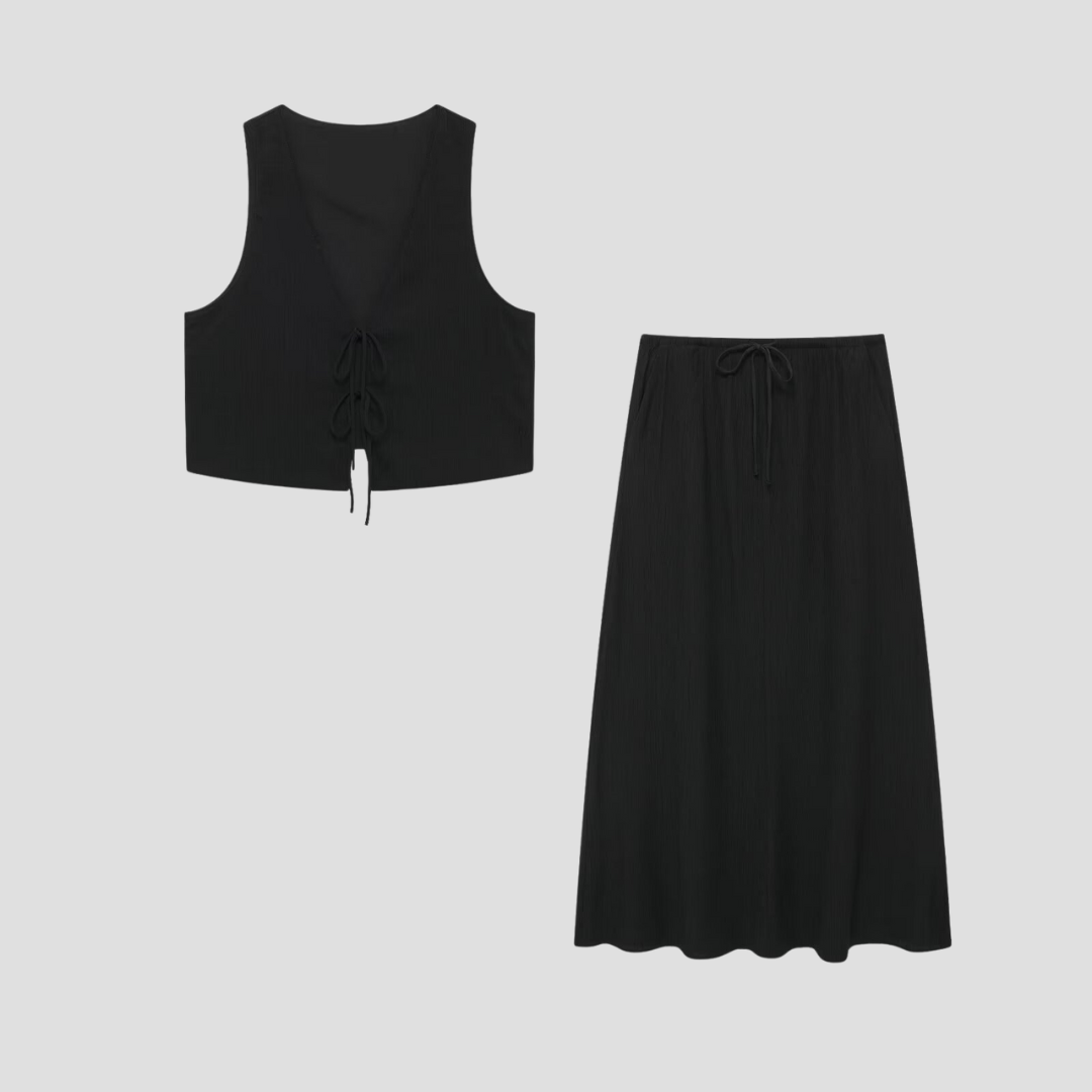 Séraphie Ensemble Jupe Midi Élégant Femme | Légèreté Féminine & Style Estival