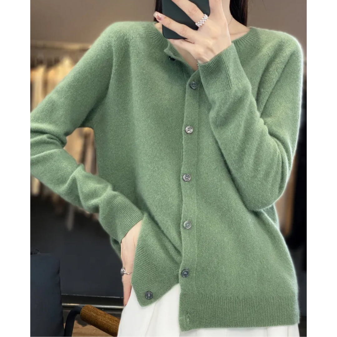 Élise Cardigan en Pure Laine Mérinos à Col Rond pour Femme | Chaleur et Élégance Naturelle