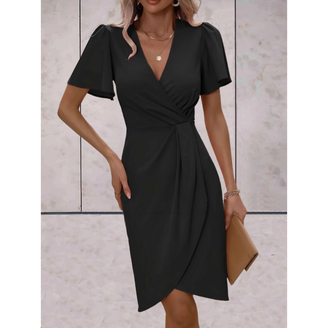 Evelina Wrap Dress for Women | Robe élégante à col en V, manches fluides et coupe confortable