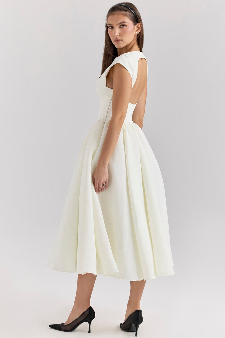 Victoria Robe femme avec jupe fluide | Robe de soirée élégante en noir ou blanc