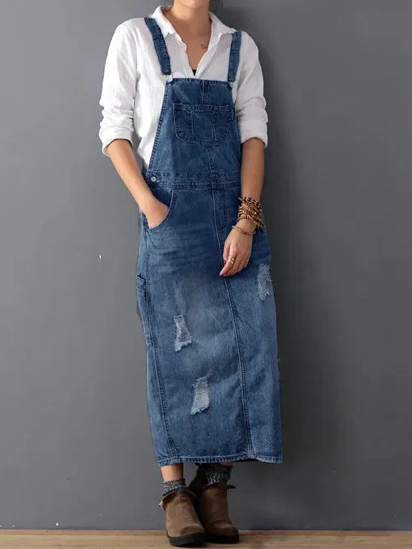 Jhasmine Robe en Jean | Robe Décontractée en Denim avec Détails Vintage