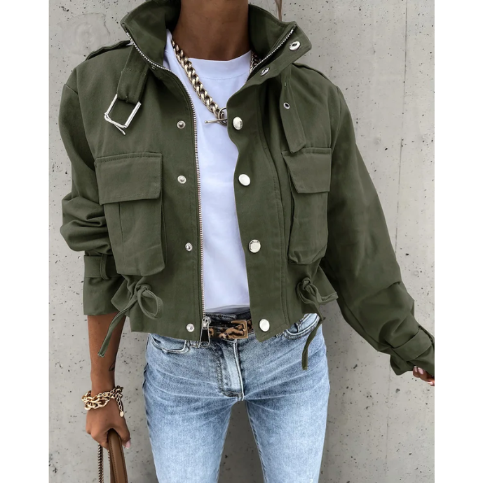 Sophie Blouson Bomber Imprimé | Modèle Court avec Cordons Réglables et Confort Optimal