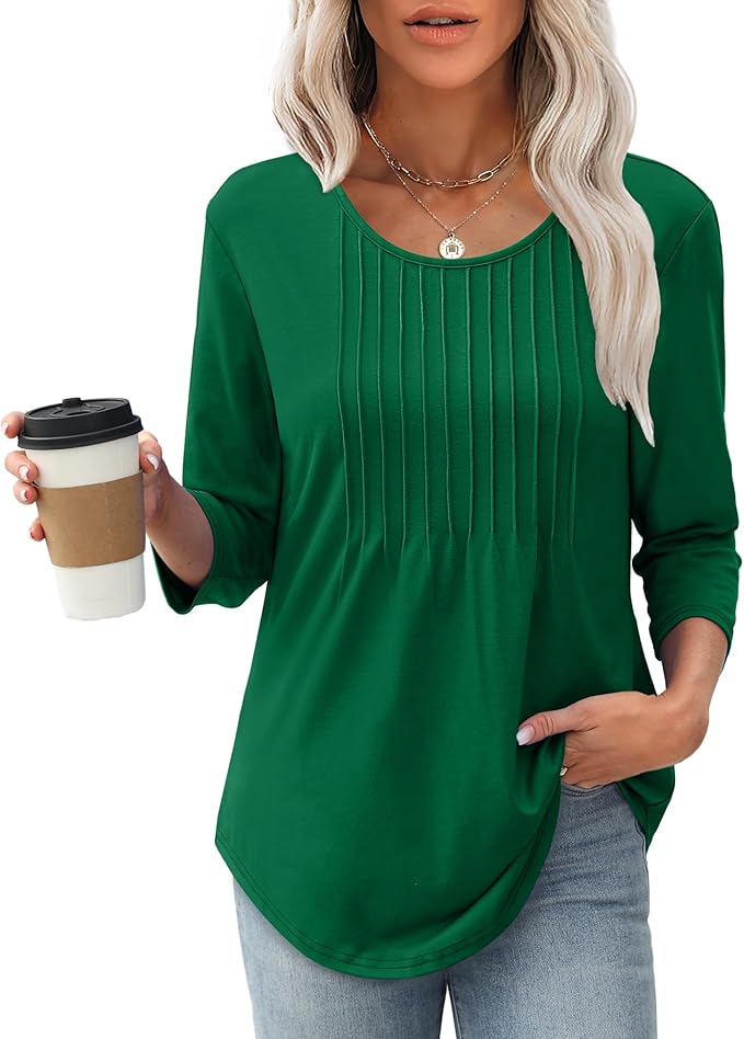 Afke Haut pour femmes avec structure et manches 3/4 | Confortable t-shirt pour le bureau et les loisirs