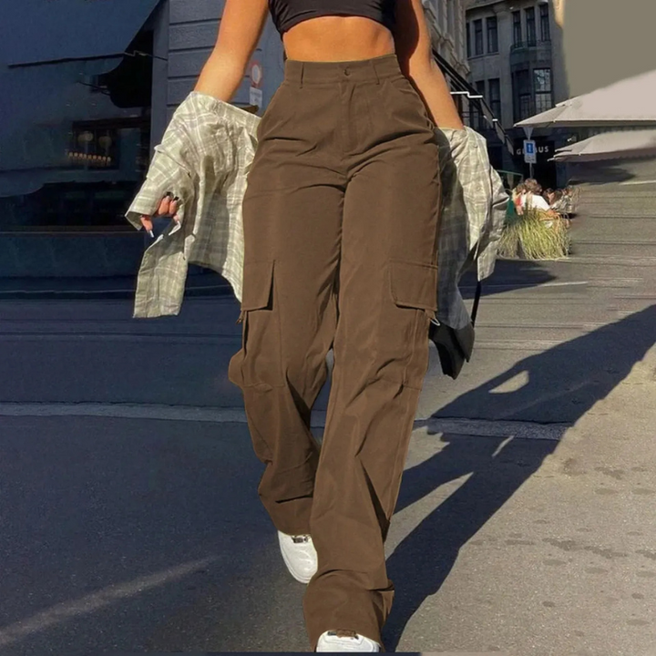 Pantalon cargo Pamela pour femme | Taille haute flatteuse avec poches robustes