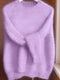 Maglione da donna in morbido misto mohair - Maglione lavorato a maglia con girocollo e vestibilità comoda