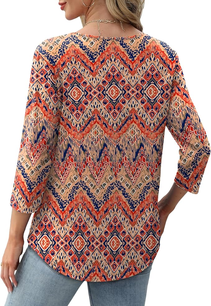 Afke Haut pour femmes avec structure et manches 3/4 | Confortable t-shirt pour le bureau et les loisirs
