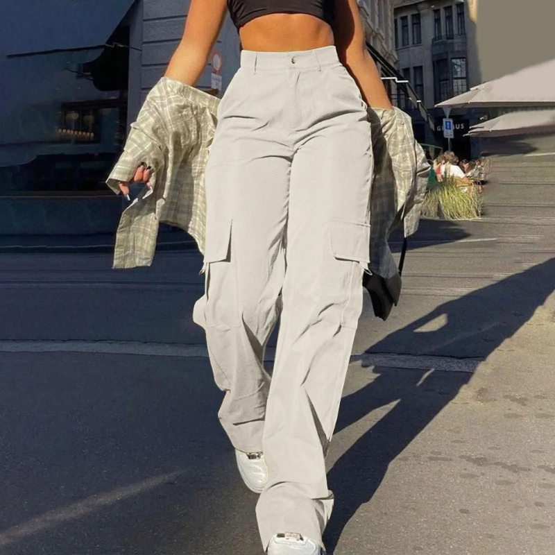 Pantalon cargo Pamela pour femme | Taille haute flatteuse avec poches robustes