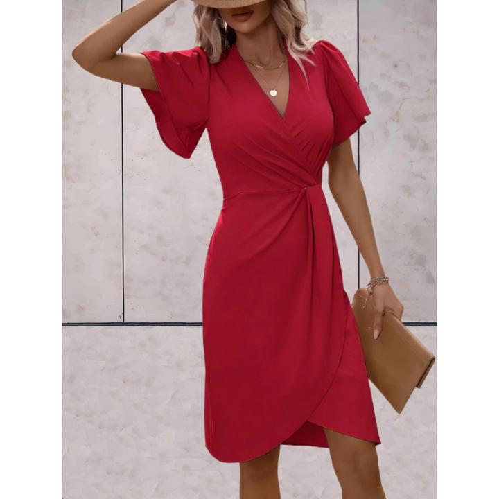 Evelina Wrap Dress for Women | Robe élégante à col en V, manches fluides et coupe confortable