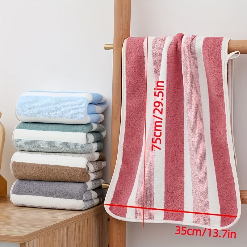 Set de Serviettes 2 Pièces | Drap de Bain et Serviette Rayée Absorbante et Séchage Rapide