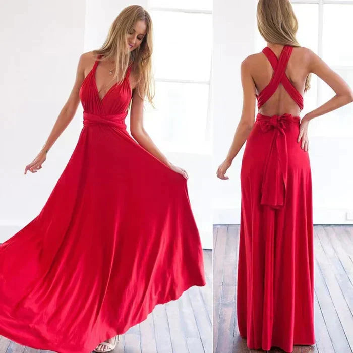 Eliane Robe portefeuille pour femme | Robe midi avec décolleté en V & ceinture à nouer en silhouette fluide