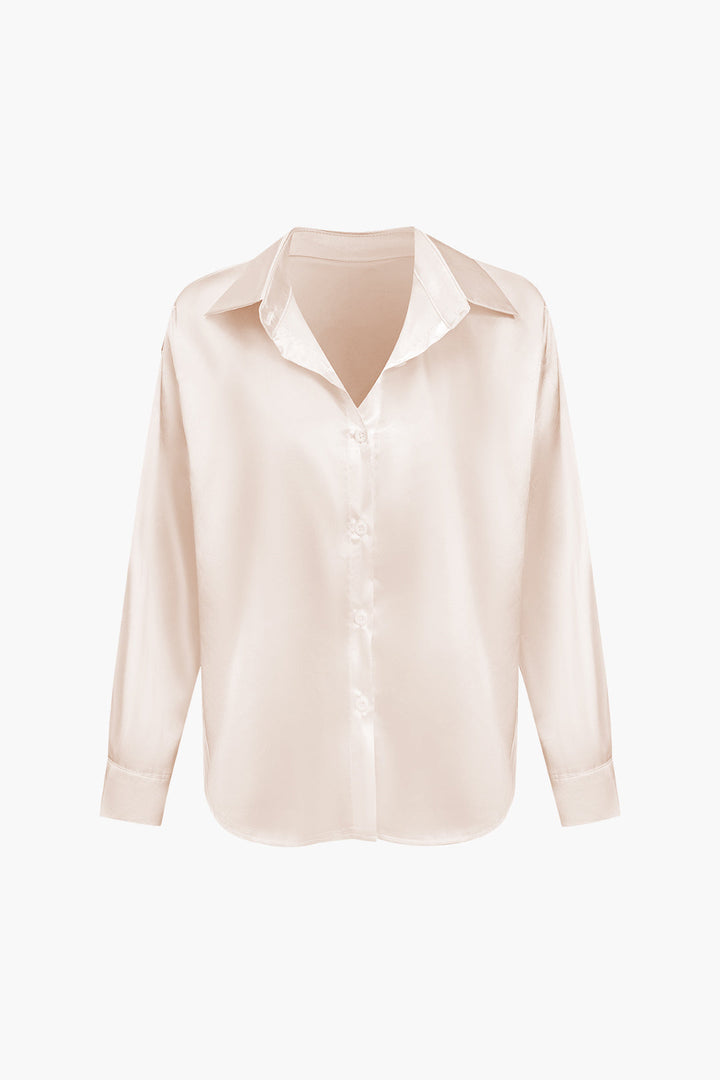 Blusa de satén Lillian para mujer | Camisa elegante de manga larga, corte holgado y diseño atemporal