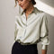 Blusa de satén | Blusa elegante para mujer, corte recto y brillo sutil