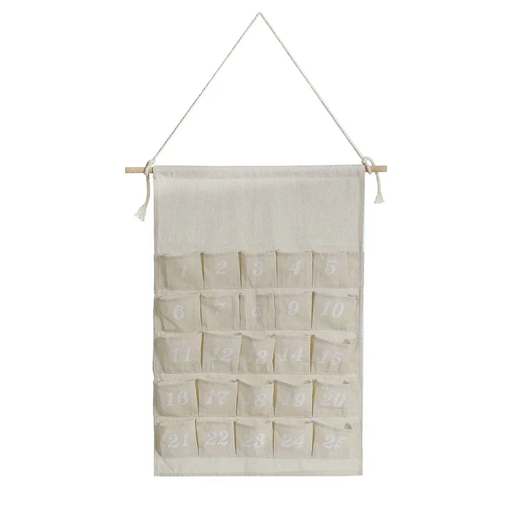 Calendrier de l’Avent WinterCharm | 24 Poches en Coton Naturel Réutilisable