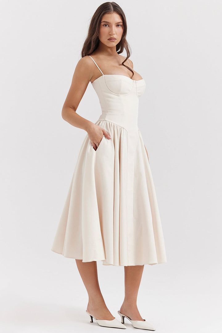 Élodie Grace Robe d'été pour femme | Robe corset élégante avec bretelles & jupe évasée