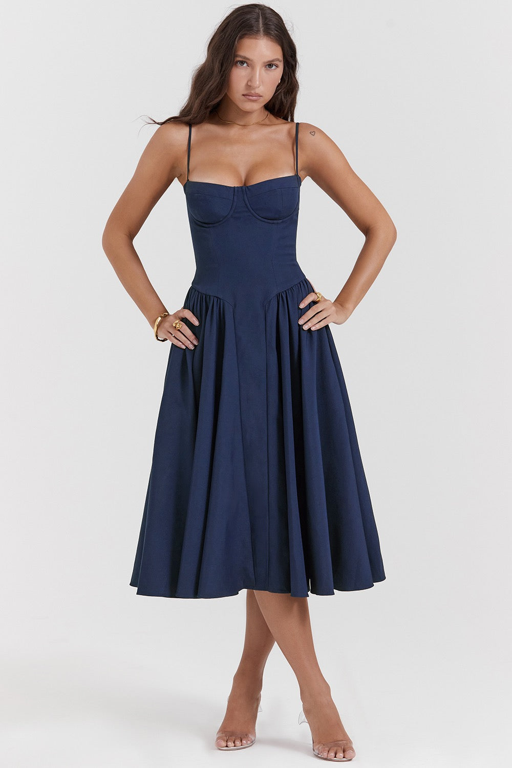 Élodie Grace Robe d'été pour femme | Robe corset élégante avec bretelles & jupe évasée