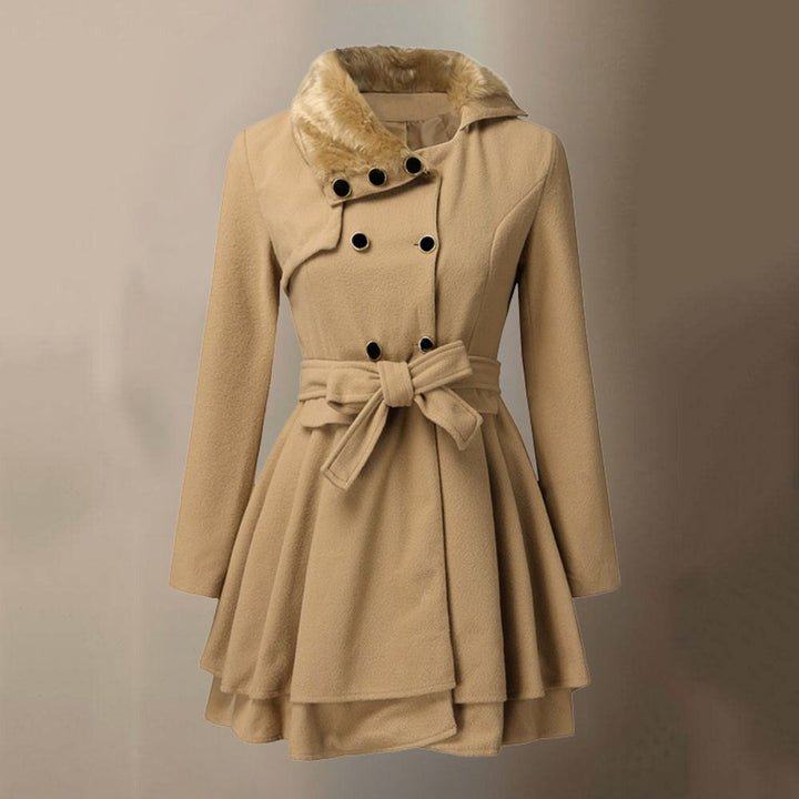 Trench-Coat Élégant pour Femme | Design Raffiné avec Détails en Fourrure Végane