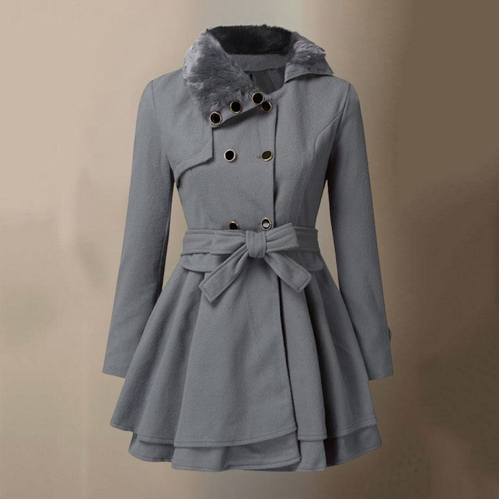 Trench-Coat Élégant pour Femme | Design Raffiné avec Détails en Fourrure Végane