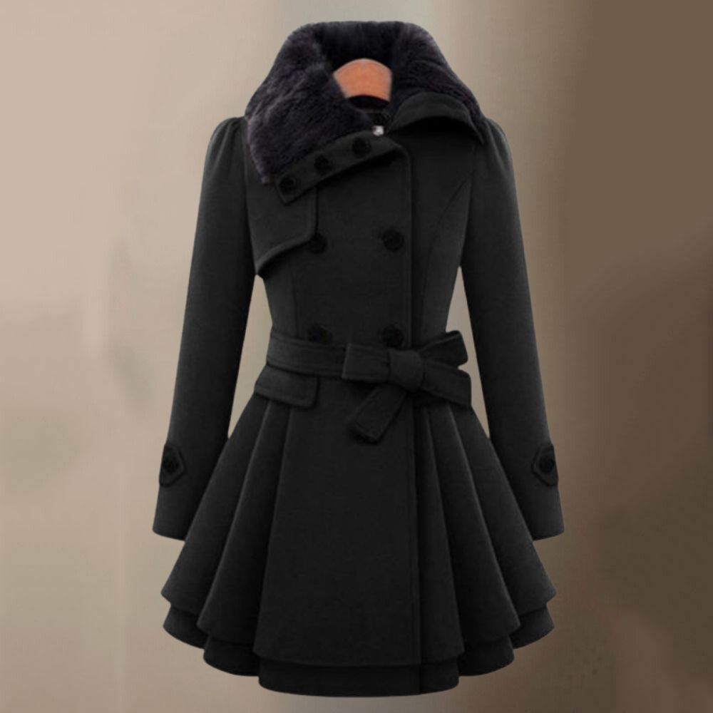 Trench-Coat Élégant pour Femme | Design Raffiné avec Détails en Fourrure Végane