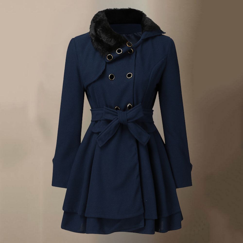 Trench-Coat Élégant pour Femme | Design Raffiné avec Détails en Fourrure Végane