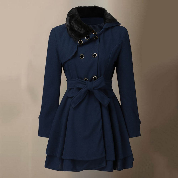 Trench-Coat Élégant pour Femme | Design Raffiné avec Détails en Fourrure Végane