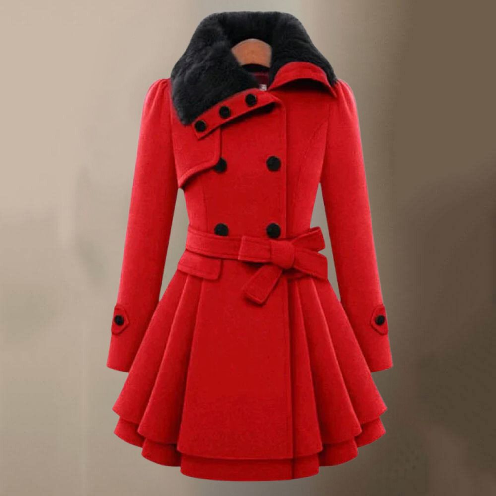 Trench-Coat Élégant pour Femme | Design Raffiné avec Détails en Fourrure Végane