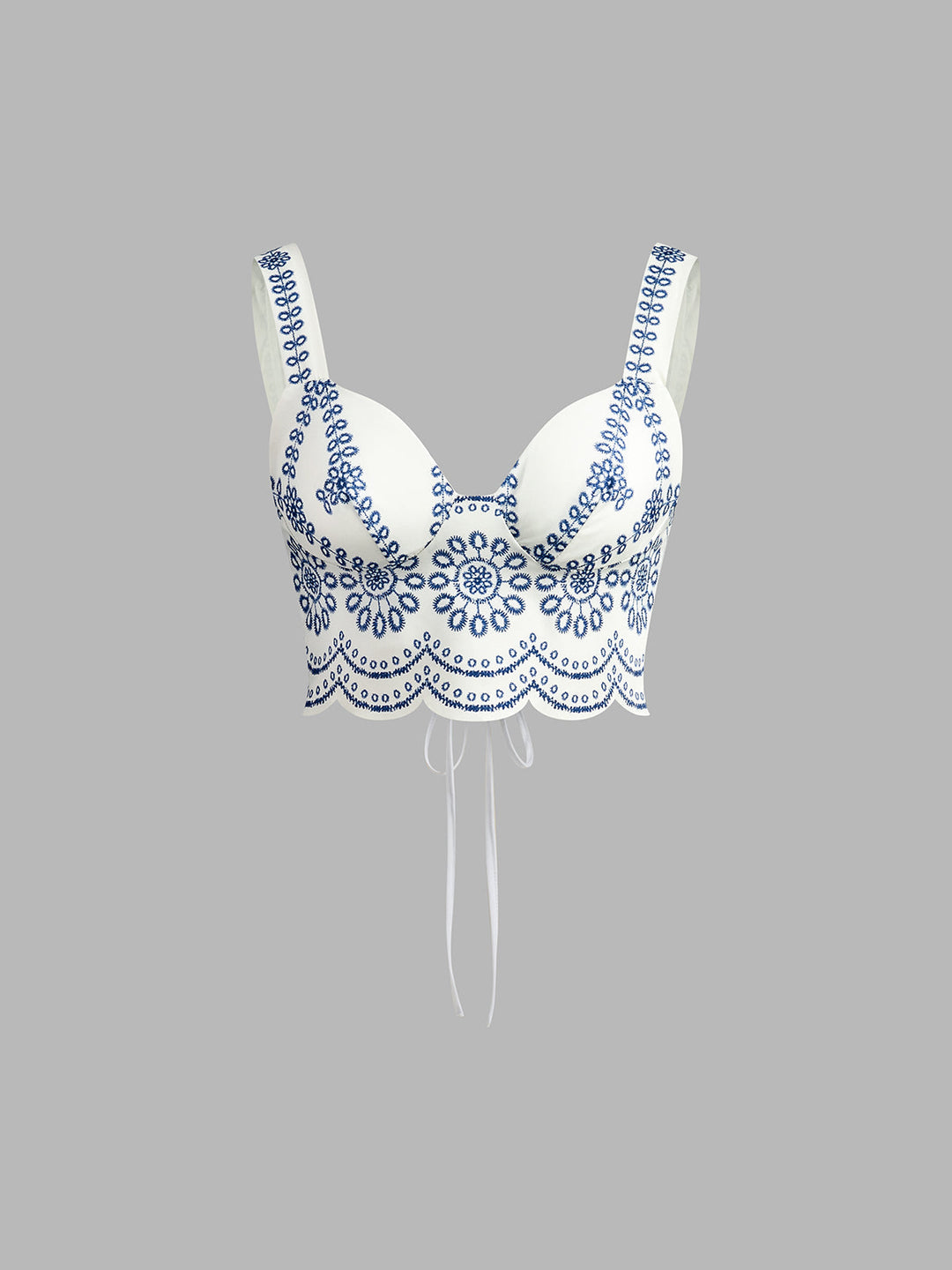 Ensemble deux pièces avec broderie | Top bustier & maxi-jupe | Estival & Féminin