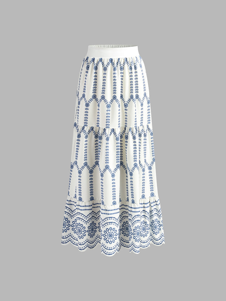 Ensemble deux pièces avec broderie | Top bustier & maxi-jupe | Estival & Féminin