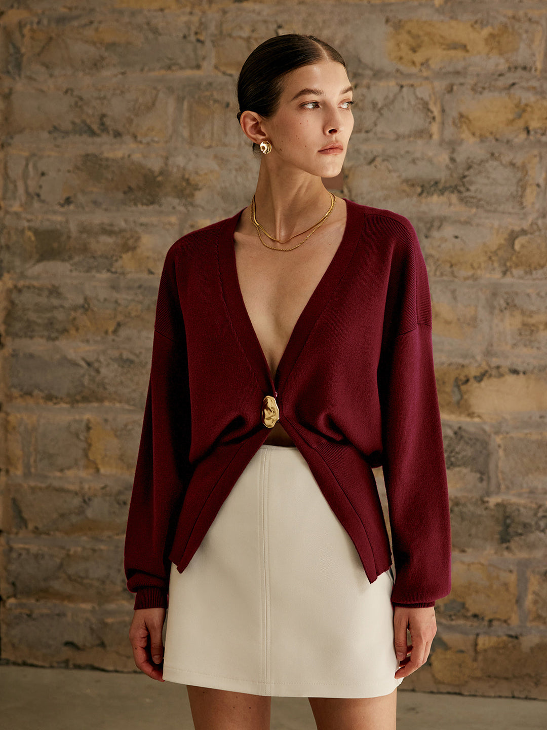 Raina Cardigan à boutons dorés | Design élégant & Confort optimal