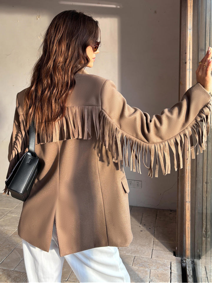 Blazer elegante da donna Louise con nappe e spacchi | Dettagli con profili, ideale per l'ufficio e il tempo libero