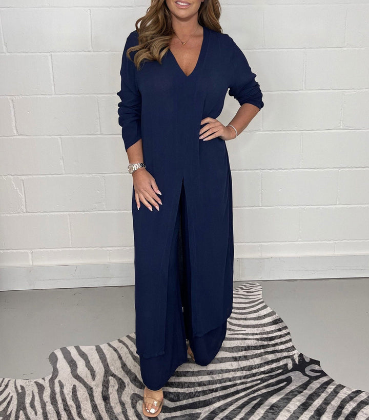 Elena Ensemble deux pièces pour femme avec robe & pantalon | Aéré, élégant & idéal pour le printemps/été