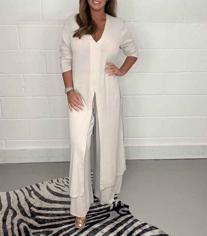 Elena Ensemble deux pièces pour femme avec robe & pantalon | Aéré, élégant & idéal pour le printemps/été
