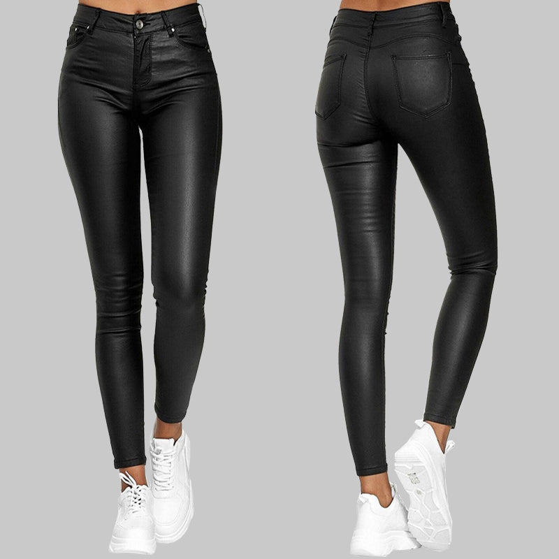 Margaux Pantalon Slim En Cuir Stretch Taille Haute | Élégance & Confort