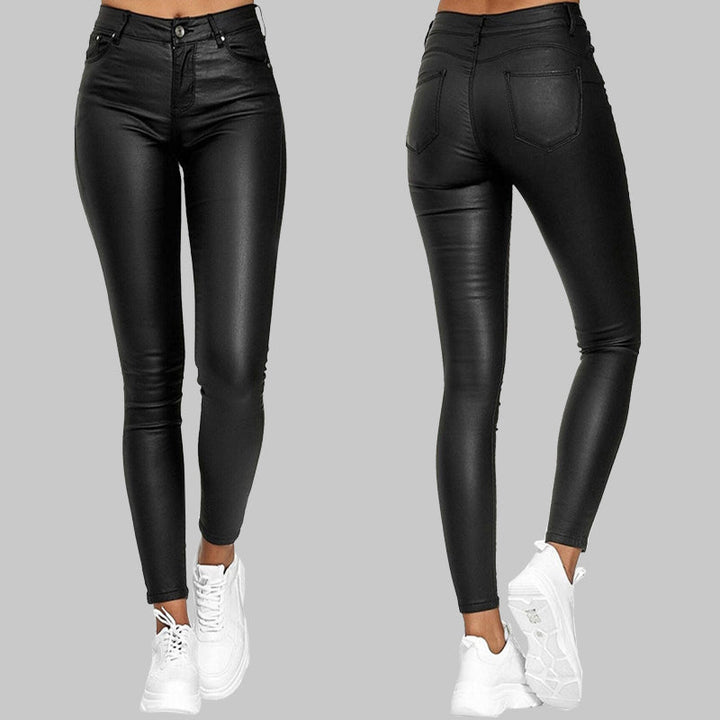 Margaux Pantalon Slim En Cuir Stretch Taille Haute | Élégance & Confort