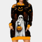Vestido de Halloween con capucha y estampado de fantasma y calabaza