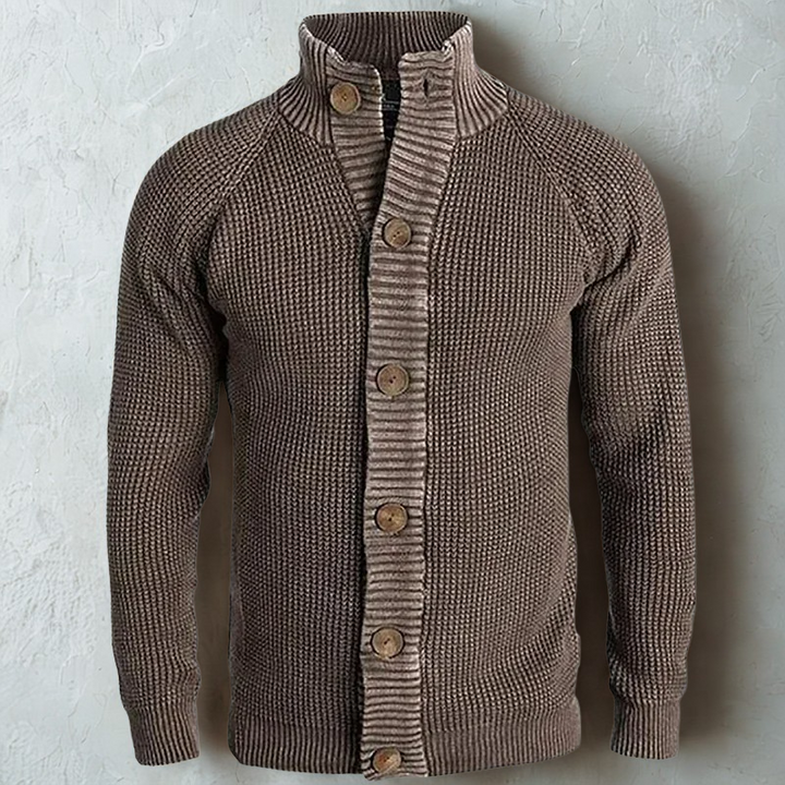 Cardigan pour homme en maille côtelée | Coupe slim avec col montant élégant