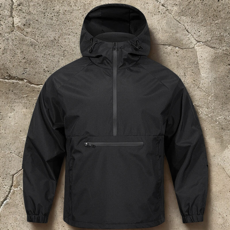 Anorak homme en tissu synthétique | Coupe ample avec capuche réglable