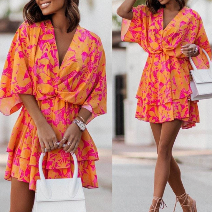 Vestido mini con escote en V para mujer de Noelia | Transpirable, cómodo y versátil para looks de verano