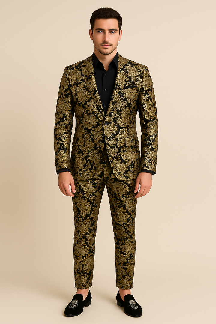 Ensemble Costume Or et Argent Brillant 2 pièces - Style Coréen