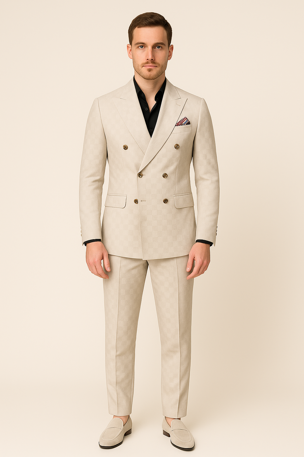 Costume croisé de luxe 2 pièces