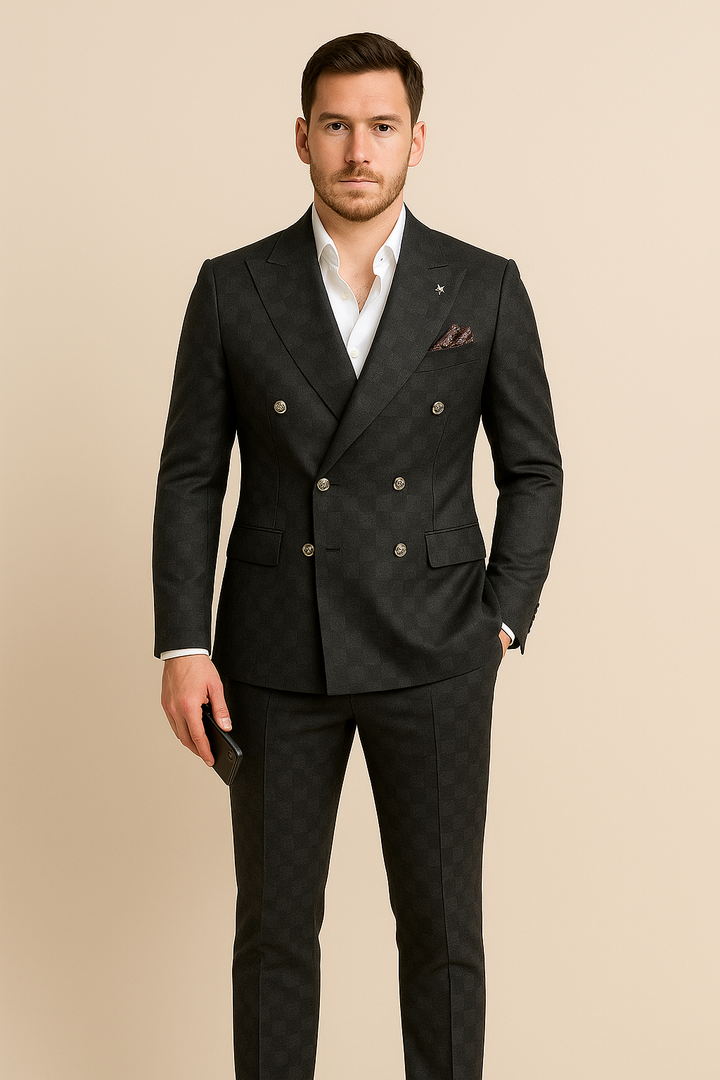 Costume croisé de luxe 2 pièces