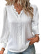Blusa femenina bohemia blanca de encaje y algodón