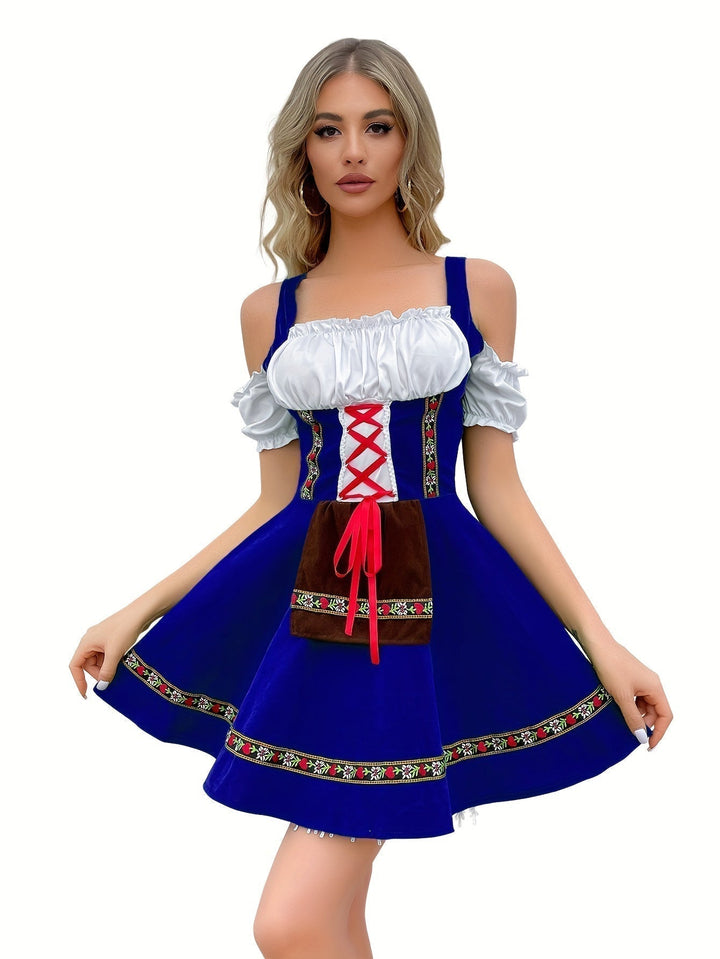 Dirndl LieblichTracht – Robe bavaroise épaules nues, coupe féminine ajustée, coton léger