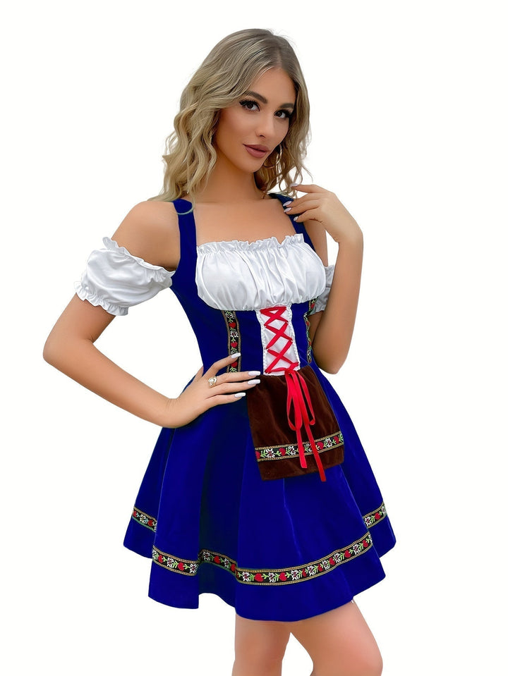 Dirndl LieblichTracht – Robe bavaroise épaules nues, coupe féminine ajustée, coton léger