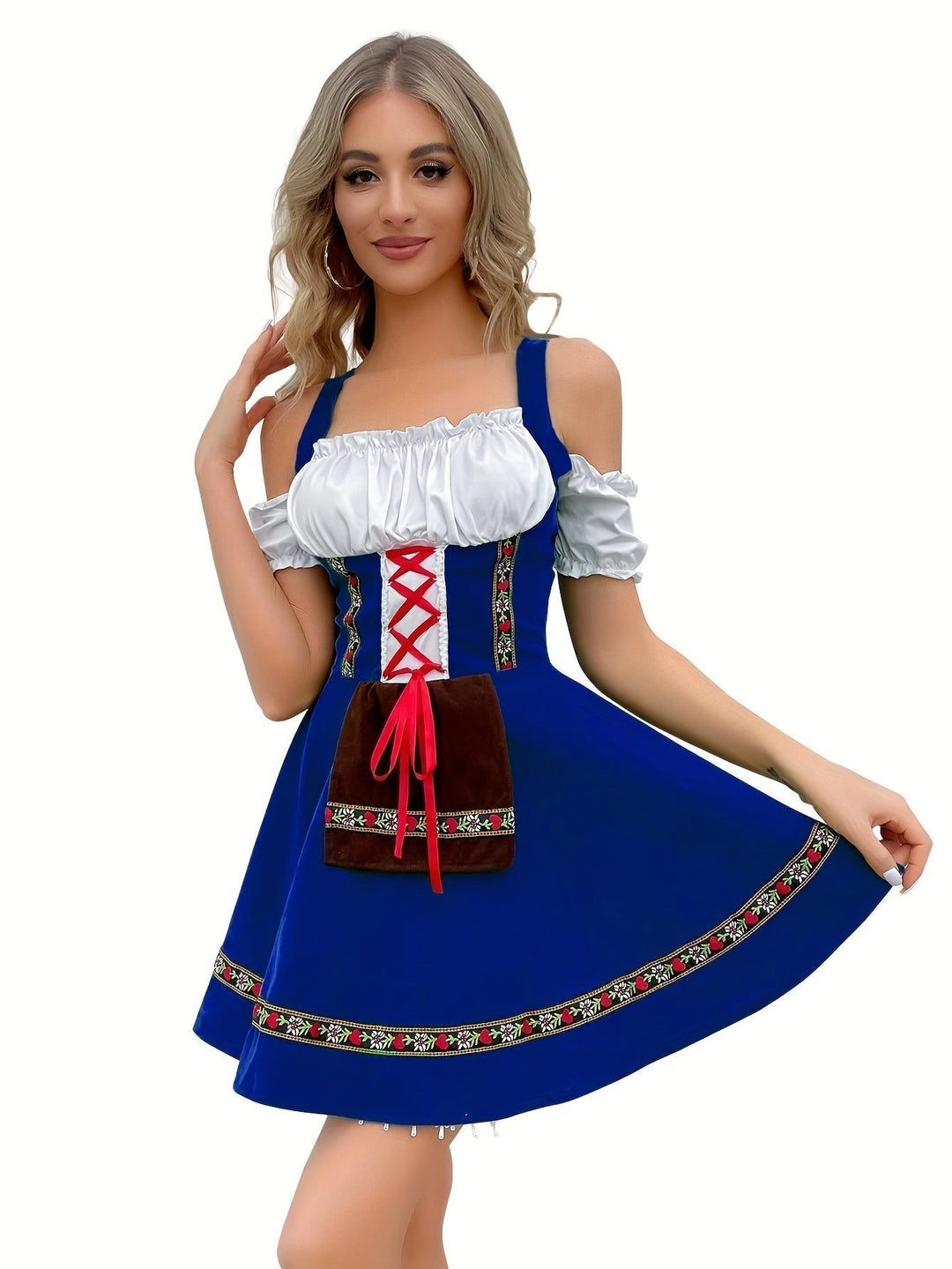 Dirndl LieblichTracht – Robe bavaroise épaules nues, coupe féminine ajustée, coton léger