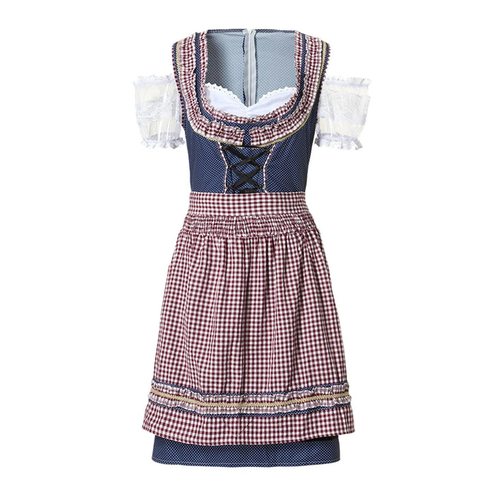 Dirndl Femme AlpenFlair | Robe Oktoberfest Traditionnelle avec Tartan & Tablier